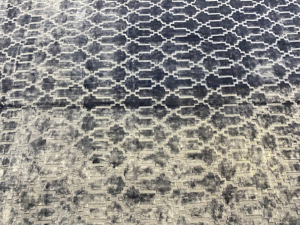 9.3 x 12 SOLID BLUE Contemporary Handmade India Rug #F-6591