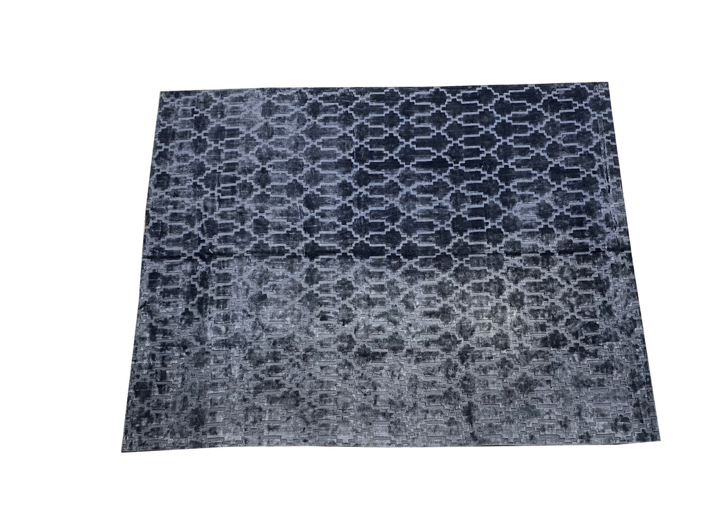 9.3 x 12 SOLID BLUE Contemporary Handmade India Rug #F-6591