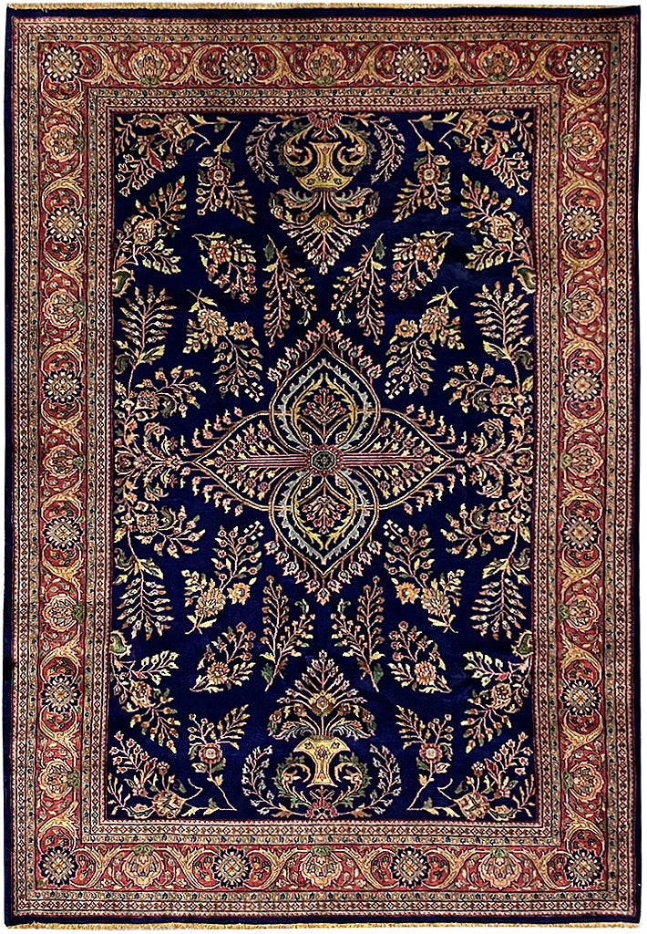 6.6 x 9.10 Quality Sarouk Rug Handmade Lustrous Wool #PIX-9313
