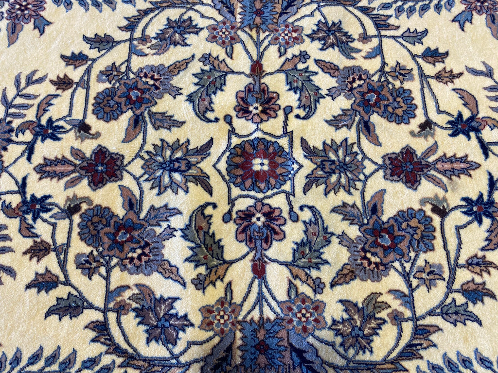 6 x 9.6 New Sarouk Rug Handmade Wool Ivory Blue #F-6594