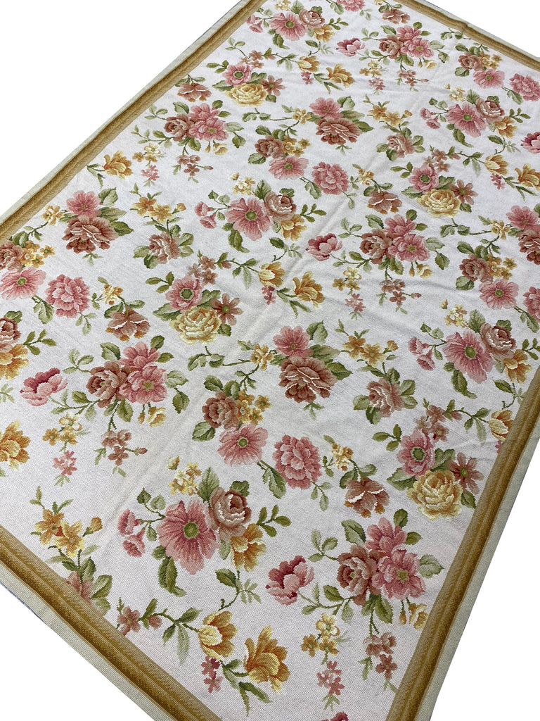 5.10 x 8.10 Needle Point Rug ENGLISH FLORAL GARDEN #F-6597