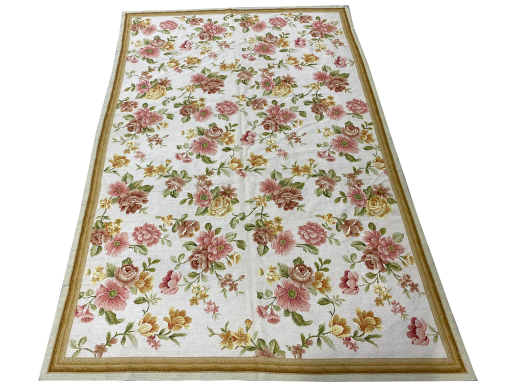 5.10 x 8.10 Needle Point Rug ENGLISH FLORAL GARDEN #F-6597