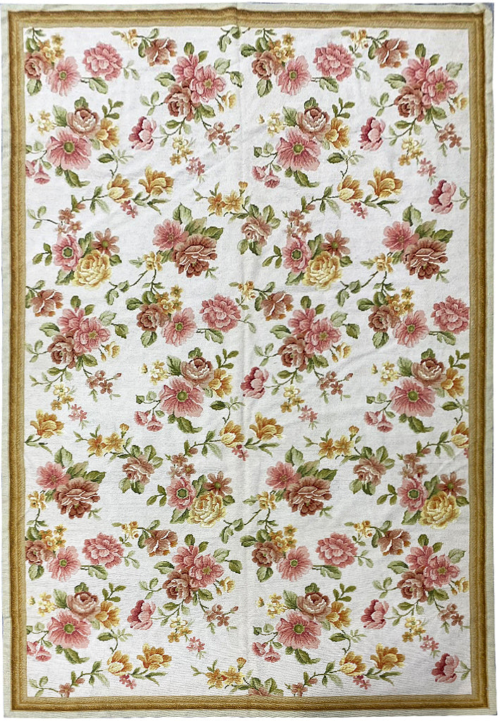 5.10 x 8.10 Needle Point Rug ENGLISH FLORAL GARDEN #F-6597