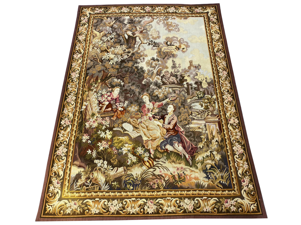 5 x 7 Tapestry Fine Handmade Wool French 17th Century Style Hanging Rug #F-6598