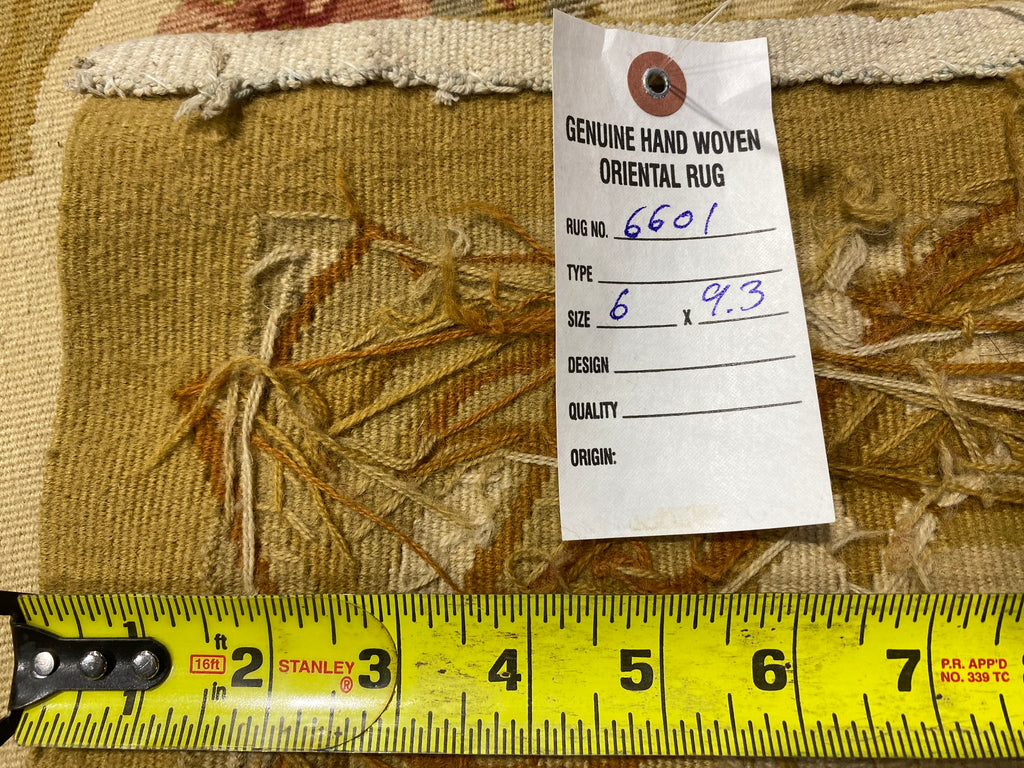 6 x 9.3 Flat Weave FRENCH AUBUSSON Rug #F-6601