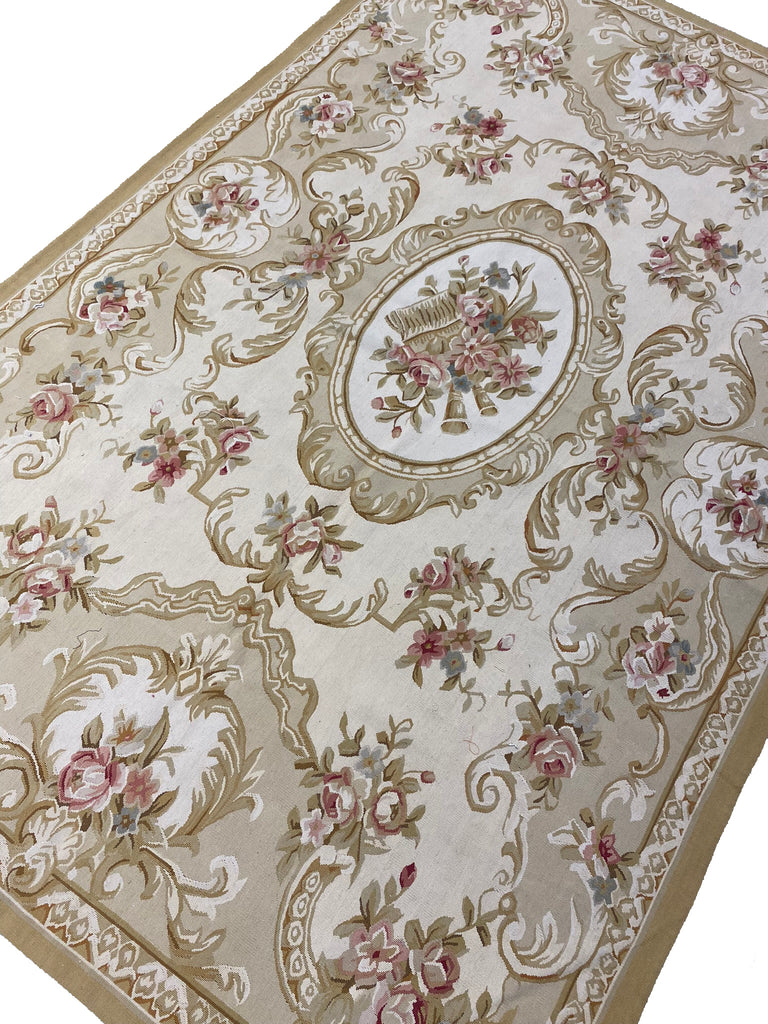 6 x 9.3 Flat Weave FRENCH AUBUSSON Rug #F-6601
