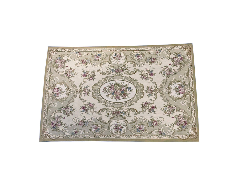 6 x 9.3 Flat Weave FRENCH AUBUSSON Rug #F-6601