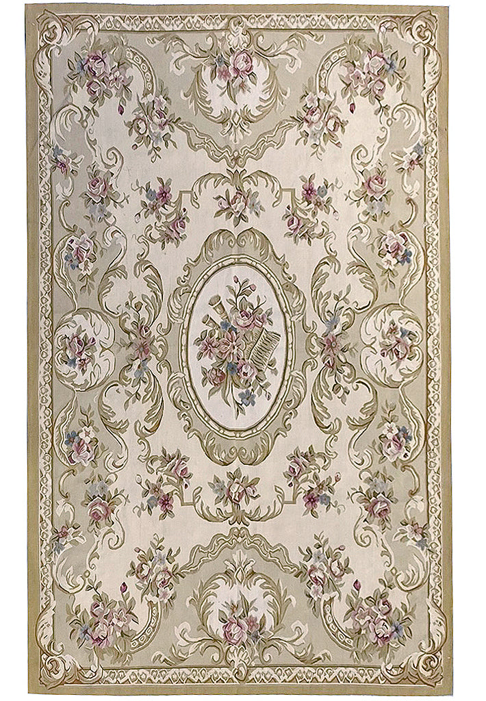 6 x 9.3 Flat Weave FRENCH AUBUSSON Rug #F-6601