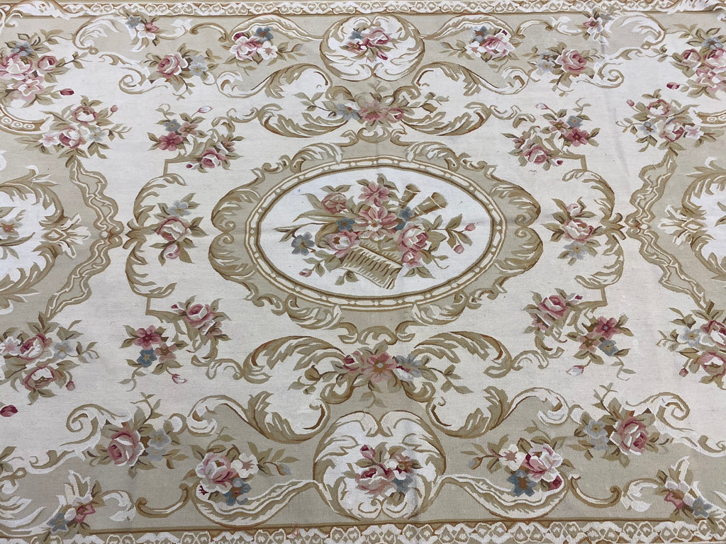 6 x 9.4 French Aubusson Flat Weave Rug #F-6602