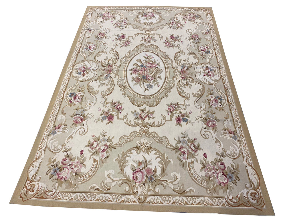 6 x 9.4 French Aubusson Flat Weave Rug #F-6602