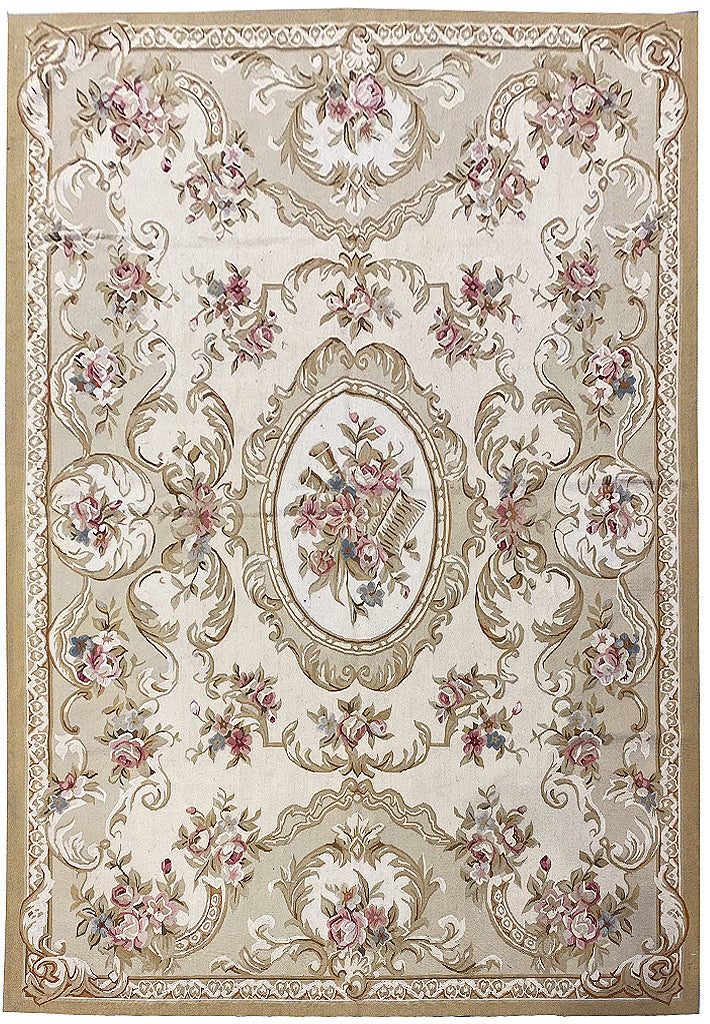 6 x 9.4 French Aubusson Flat Weave Rug #F-6602