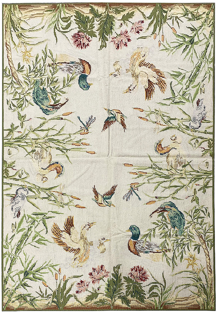 5 x 8 TROPICAL Needle Point Handmade Carpet #F-6604