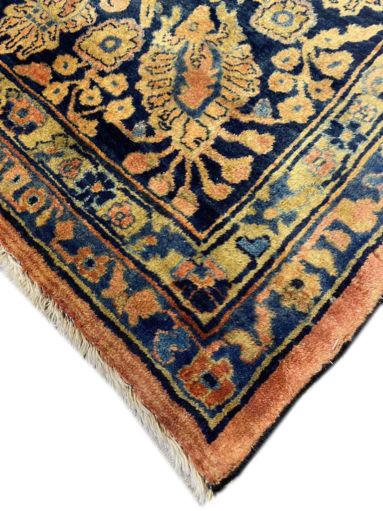 11.6 x 20.6 Authentic Antique Persian Sarouk Rug PEACHY 1930's #F-6606