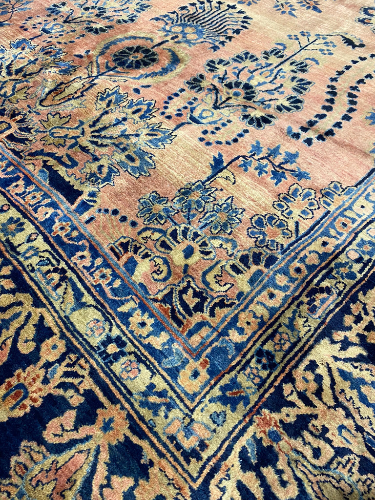 11.6 x 20.6 Authentic Antique Persian Sarouk Rug PEACHY 1930's #F-6606