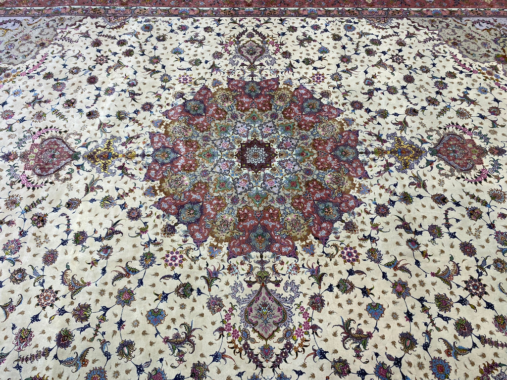 13 x 20 SUPER FINE 500 KPSI AUTHENTIC Persian Large Tabriz Rug Wool and Silk Foundation #F-6607