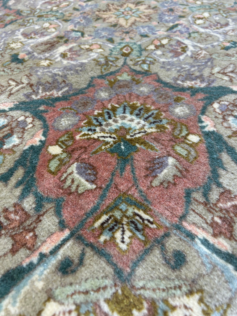 9.3 x 16.6 Large Ivory Semi-Antique Persian Kerman 78868