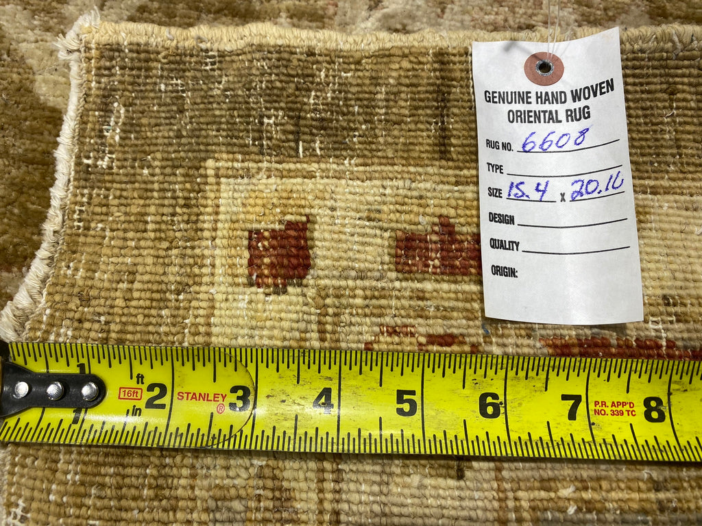 15.4 x 20.10 SAGE GREEN Natural Wool Handmade Transitional Ziglar Rug #F-6608