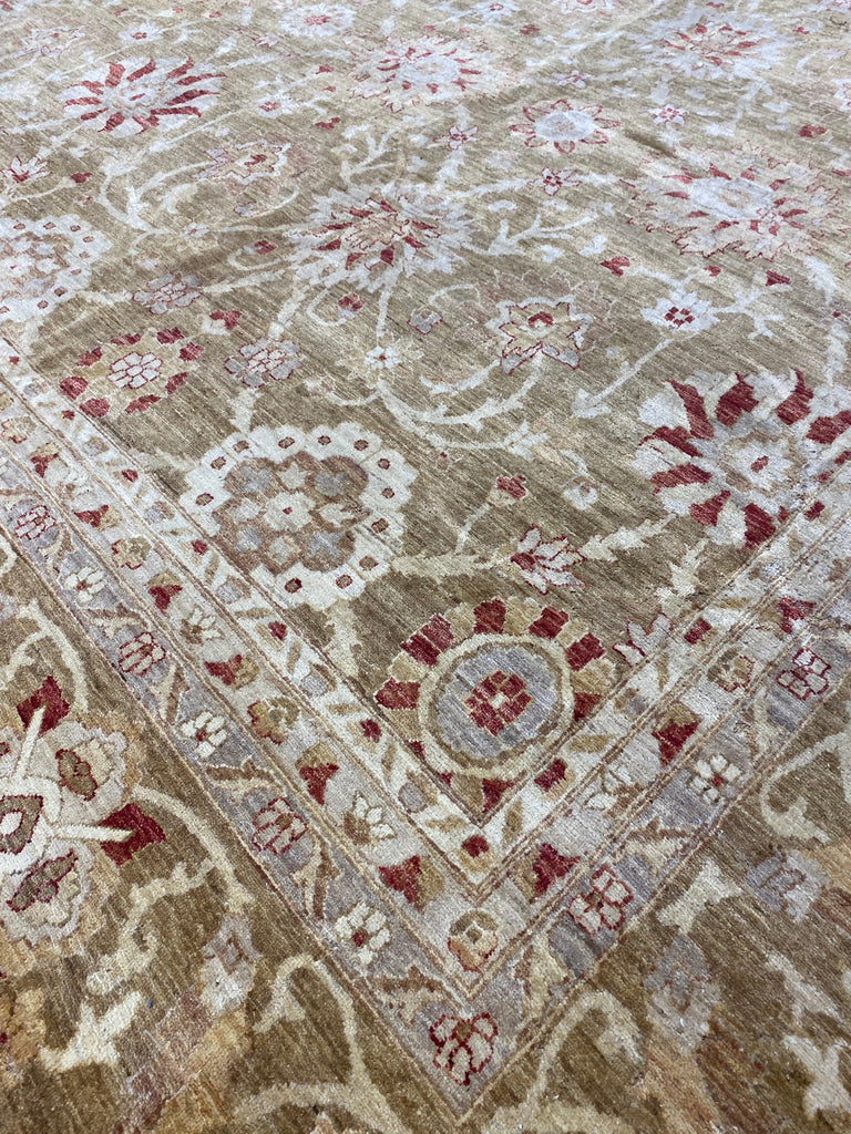 15.4 x 20.10 SAGE GREEN Natural Wool Handmade Transitional Ziglar Rug #F-6608