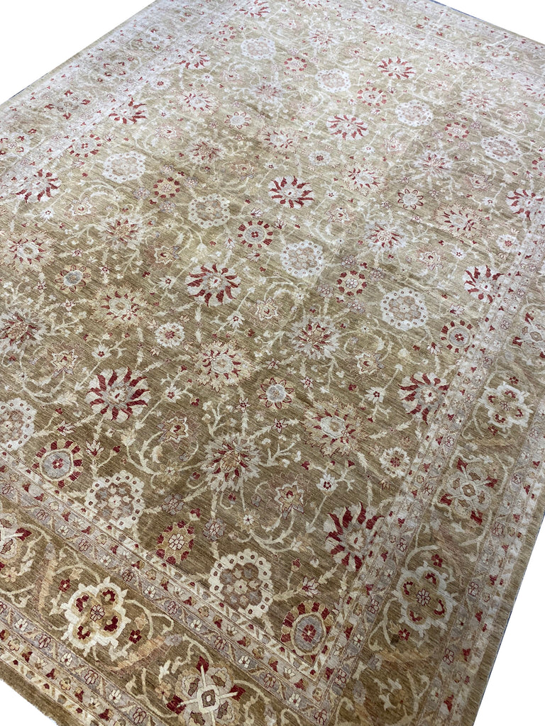 15.4 x 20.10 SAGE GREEN Natural Wool Handmade Transitional Ziglar Rug #F-6608