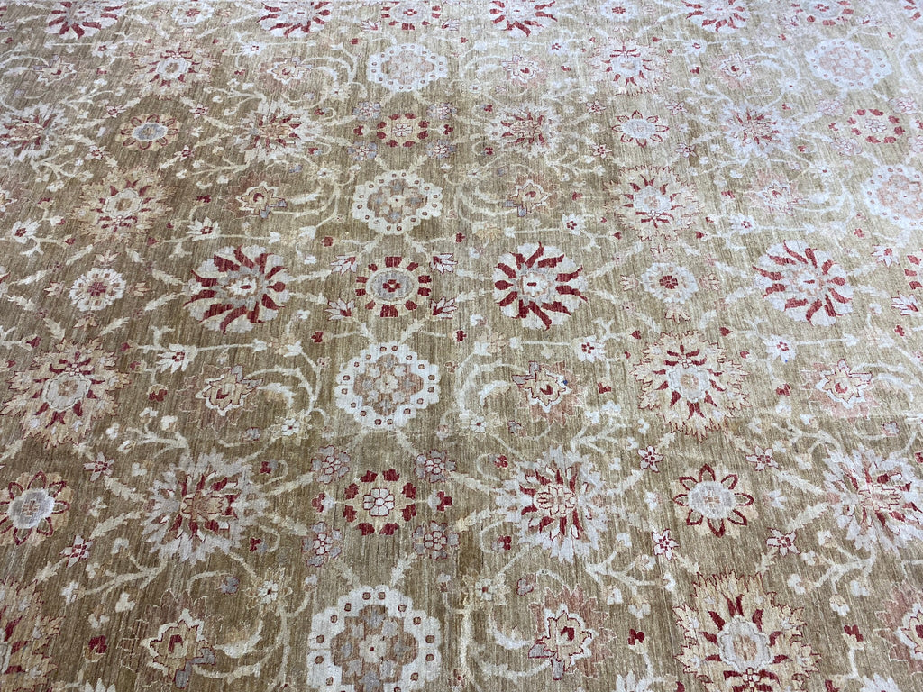 15.4 x 20.10 SAGE GREEN Natural Wool Handmade Transitional Ziglar Rug #F-6608