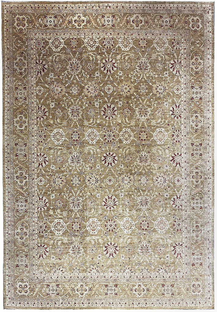 15.4 x 20.10 SAGE GREEN Natural Wool Handmade Transitional Ziglar Rug #F-6608