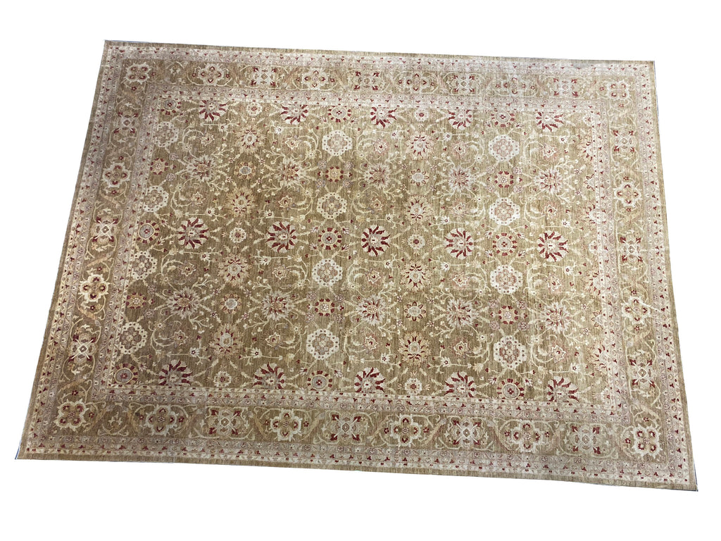 15.4 x 20.10 SAGE GREEN Natural Wool Handmade Transitional Ziglar Rug #F-6608
