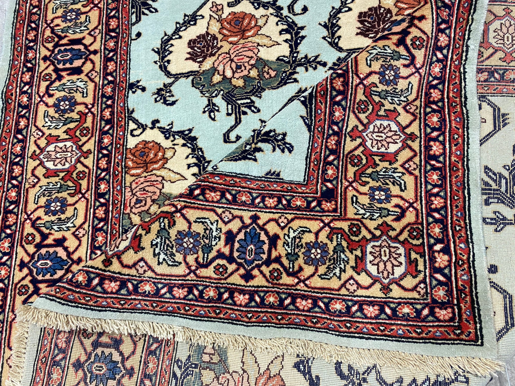 5.6 x 9 Nice Quality Persian Floral Bouquet Rug Light Turquoise #F-6611
