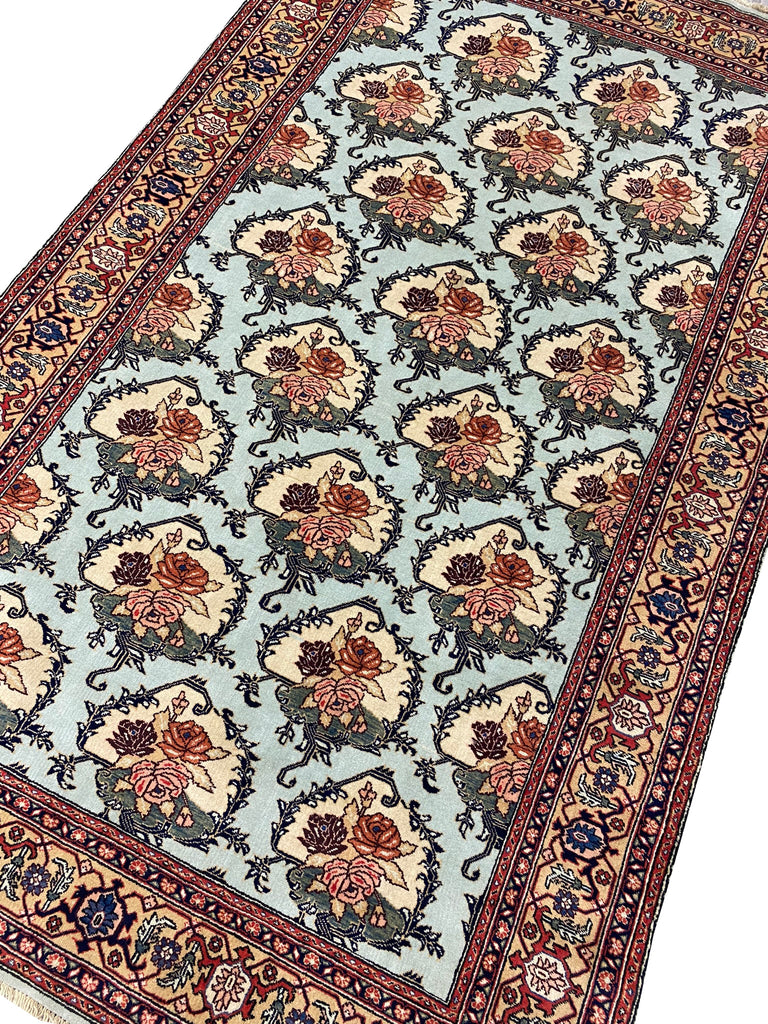 5.6 x 9 Nice Quality Persian Floral Bouquet Rug Light Turquoise #F-6611