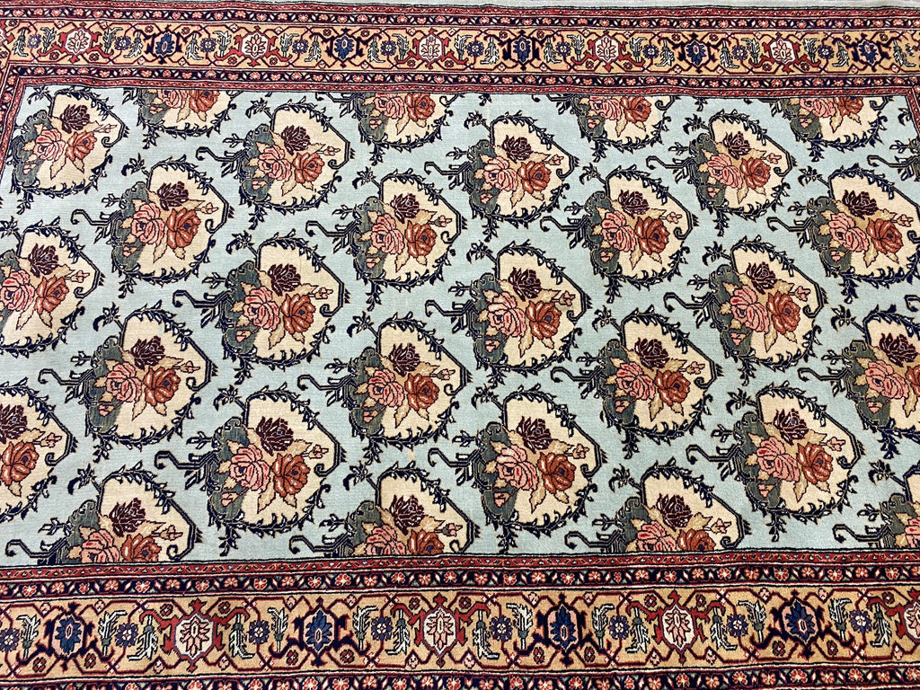 5.6 x 9 Nice Quality Persian Floral Bouquet Rug Light Turquoise #F-6611