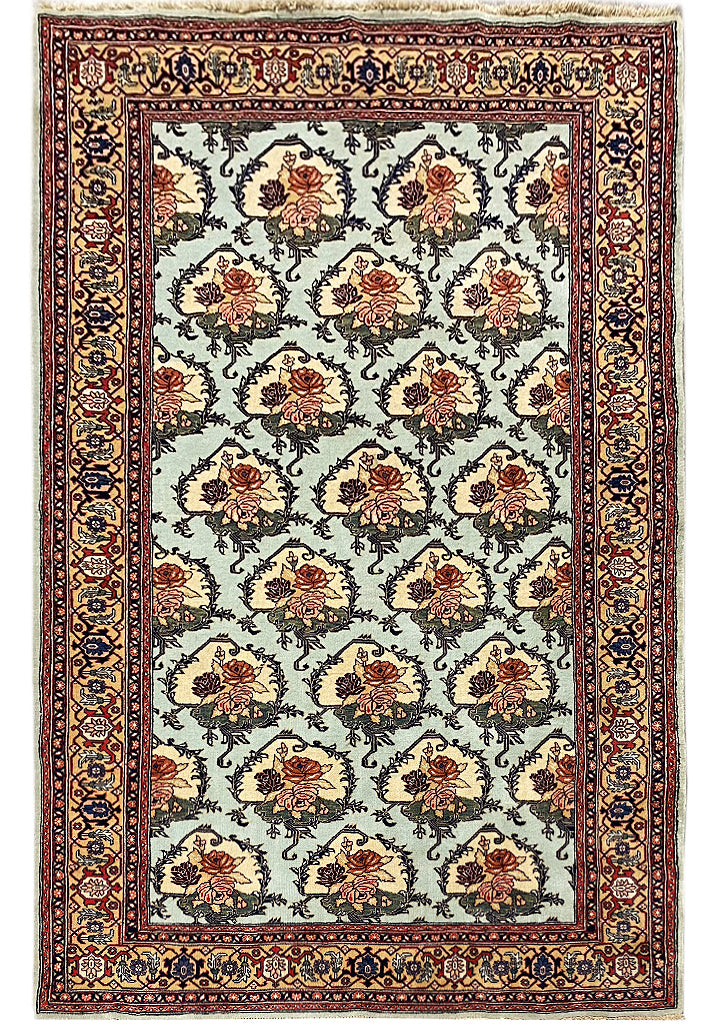 5.6 x 9 Nice Quality Persian Floral Bouquet Rug Light Turquoise #F-6611