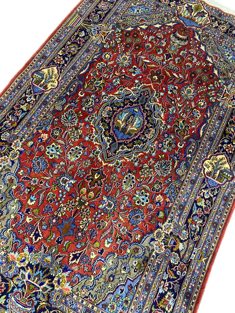 4.5 x 7.1 Genuine Antique Persian Debir Kashan Rug Kork Wool #PIX-29079