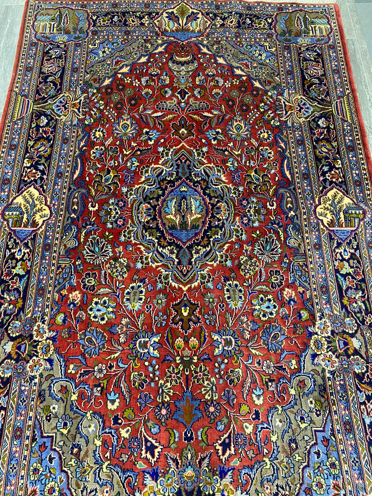 4.5 x 7.1 Genuine Antique Persian Debir Kashan Rug Kork Wool #PIX-29079