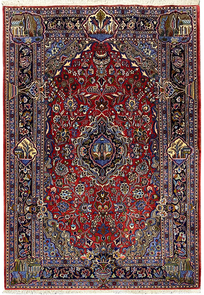 4.5 x 7.1 Genuine Antique Persian Debir Kashan Rug Kork Wool #PIX-29079