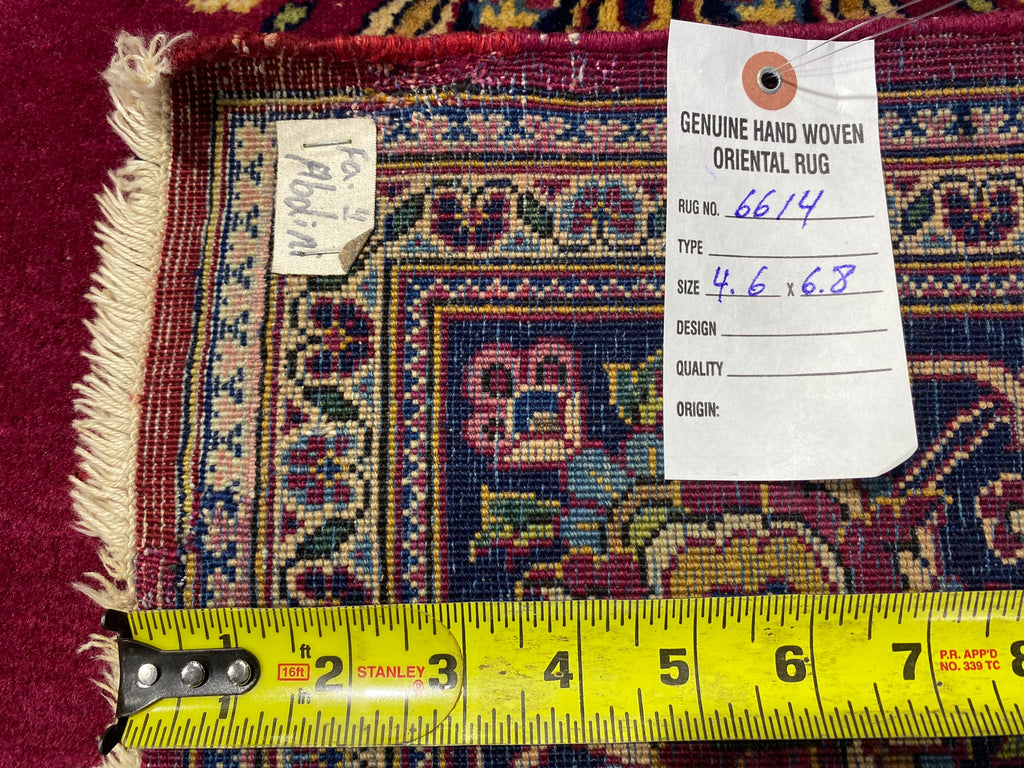 4.6 x 6.8 Fine Quality Authentic Persian Kashan Dabir Rug Semi- Antique #F-6614