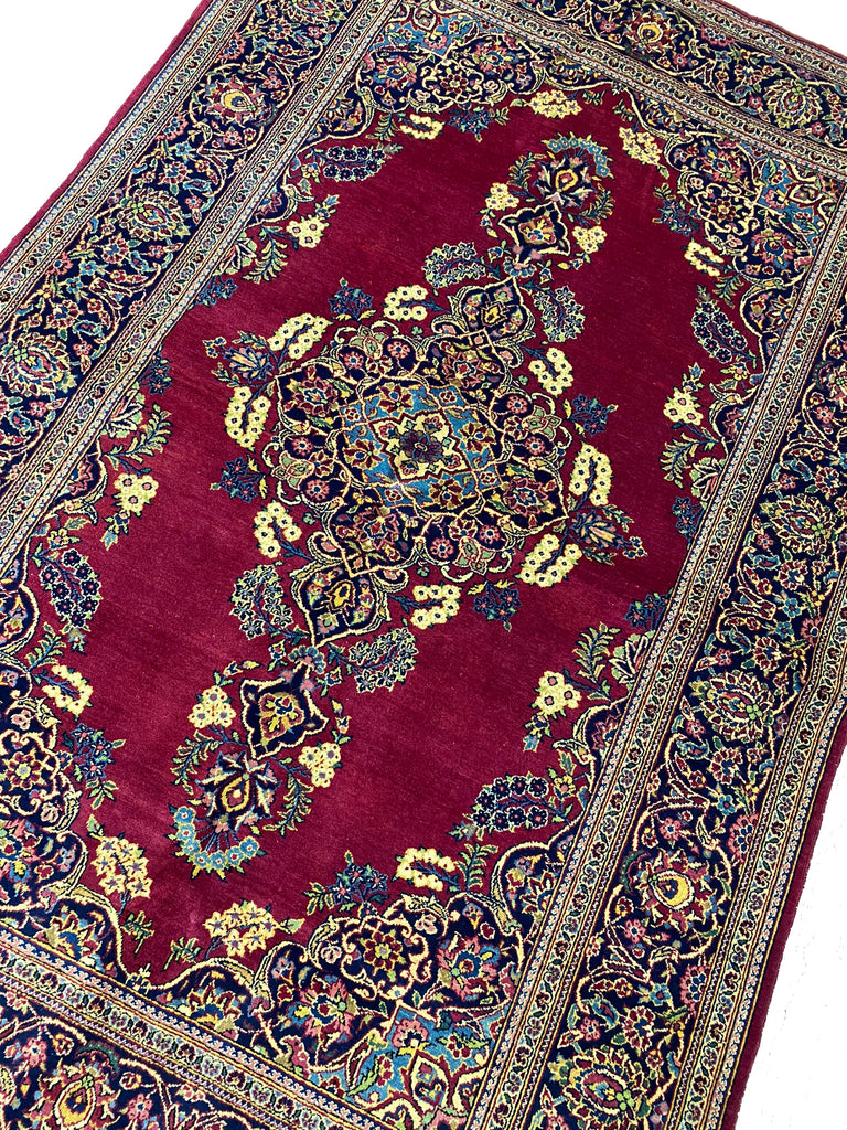 4.6 x 6.8 Fine Quality Authentic Persian Kashan Dabir Rug Semi- Antique #F-6614