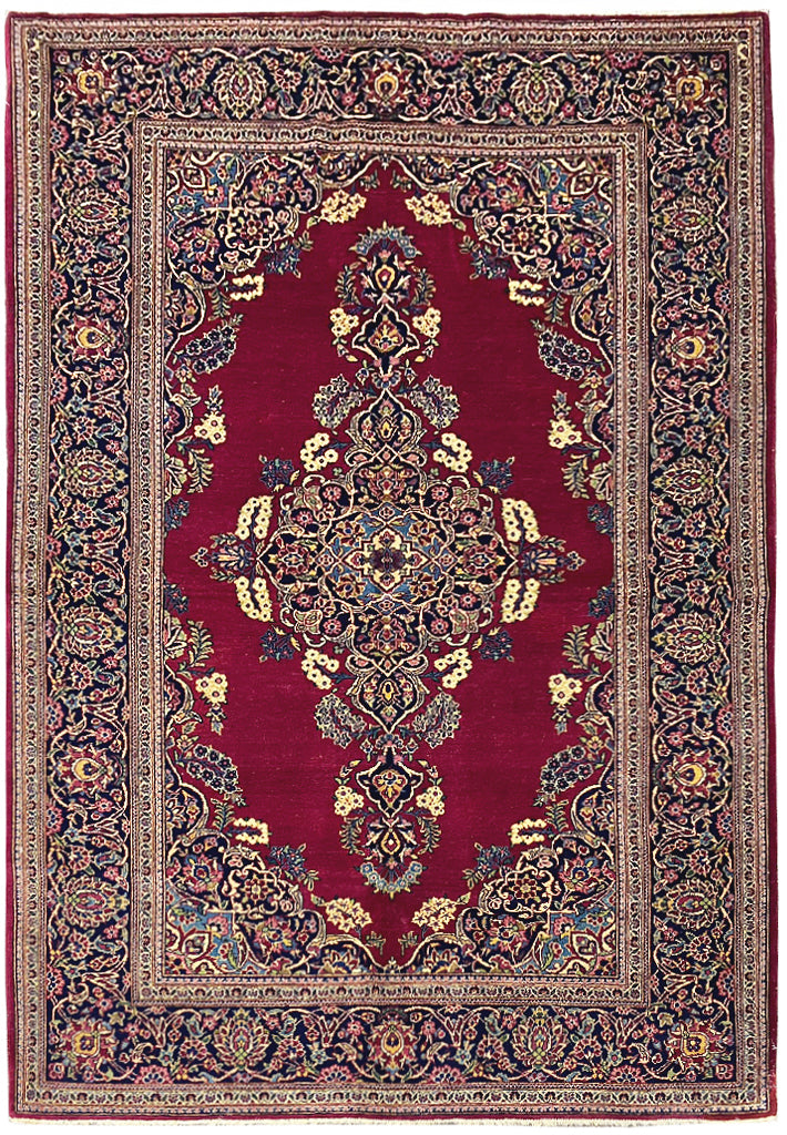 4.6 x 6.8 Fine Quality Authentic Persian Kashan Dabir Rug Semi- Antique #F-6614