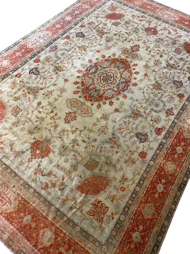 8.5 x 12.2 Antique Hereke Wool Rug 1900's #PIX-12260