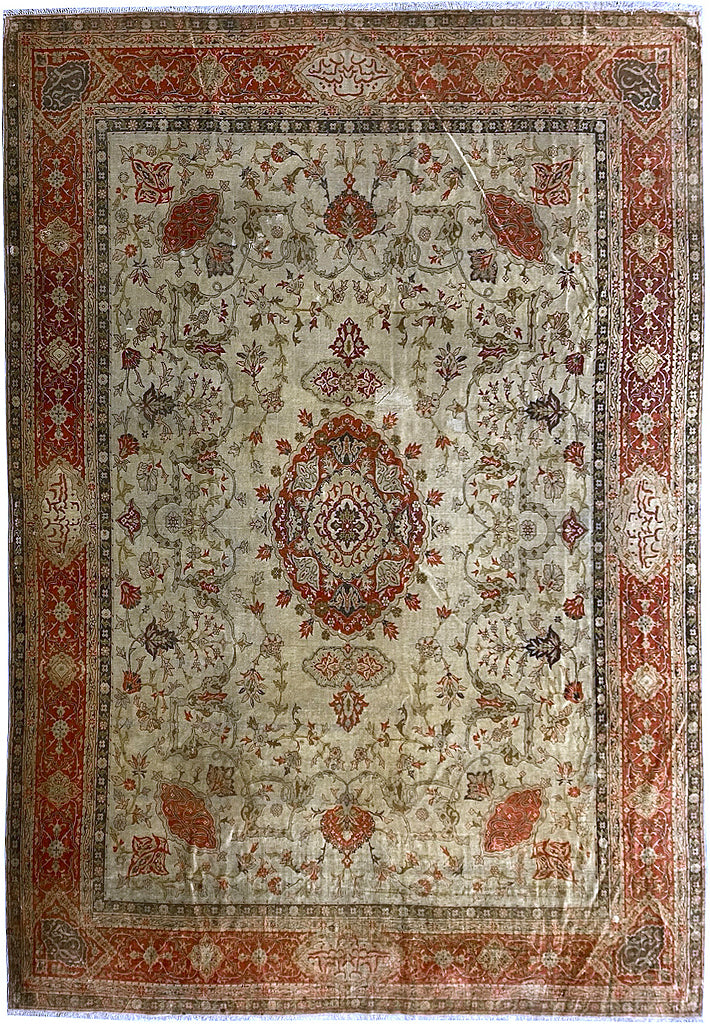 8.5 x 12.2 Antique Hereke Wool Rug 1900's #PIX-12260