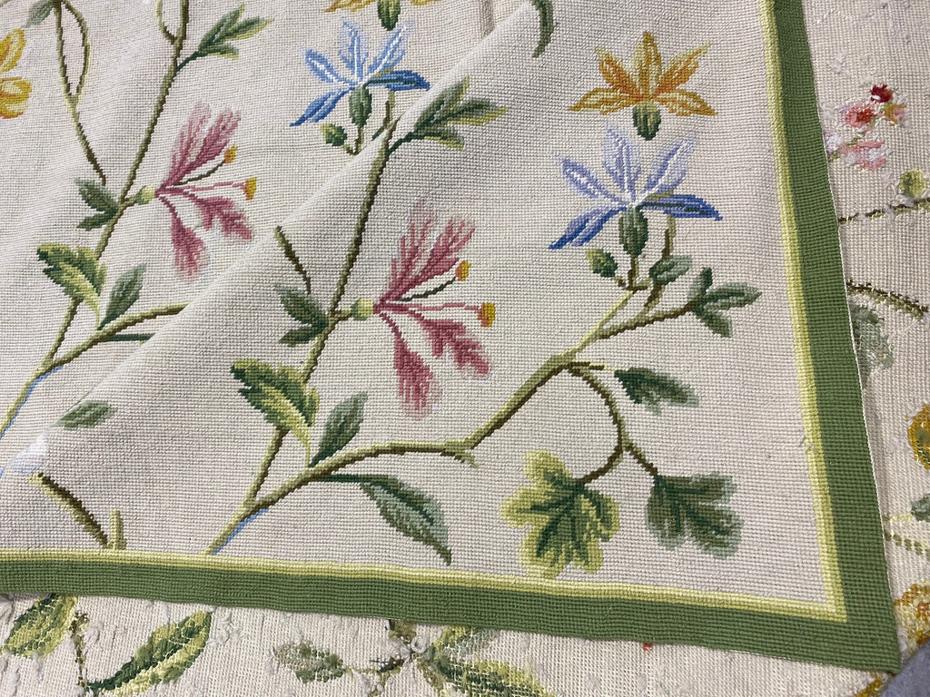 6 x 9 Needle Point Rug Handmade Wool Spring Floral #F-6615