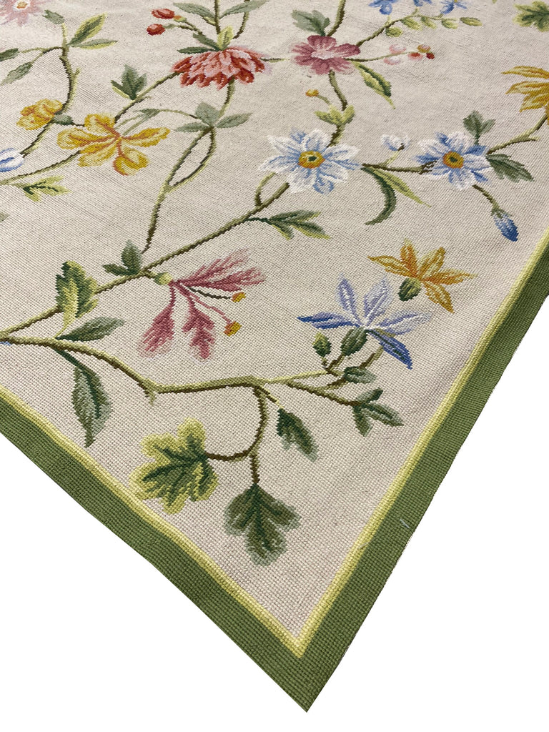 6 x 9 Needle Point Rug Handmade Wool Spring Floral #F-6615