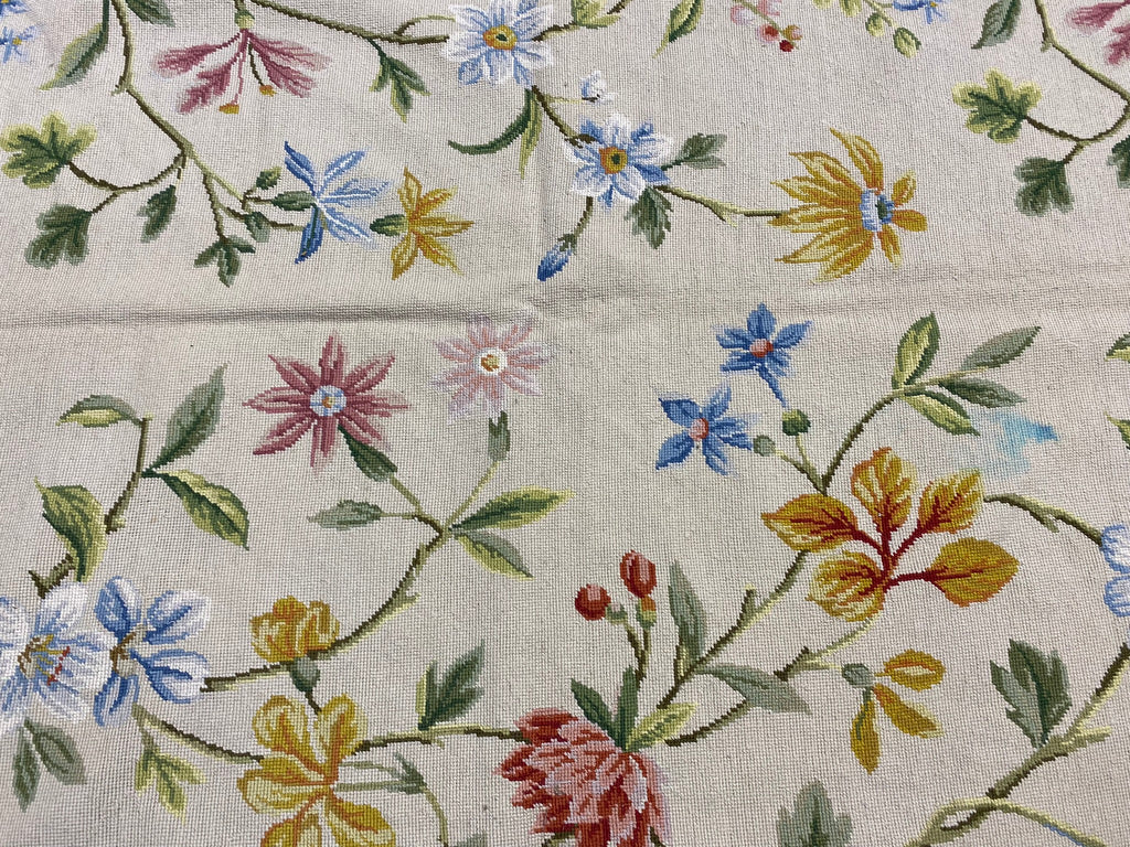 6 x 9 Needle Point Rug Handmade Wool Spring Floral #F-6615