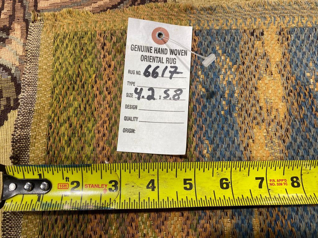 4.2 x 5.8 Tapestry Handmade Wool Rug Pictorial Caravan #F-6617