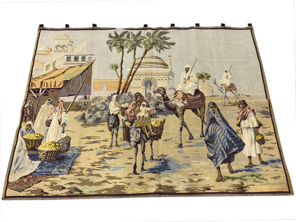 4.2 x 5.8 Tapestry Handmade Wool Rug Pictorial Caravan #F-6617