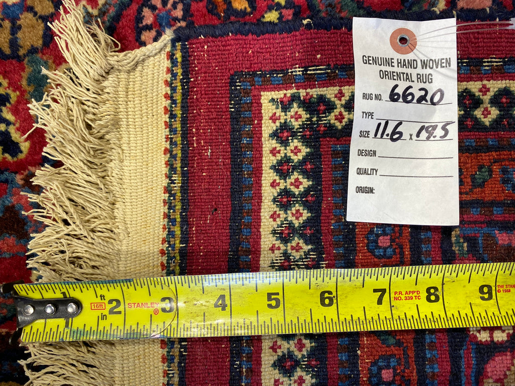 11.6 x 19.5 Antique Persian Khorasan Saber Large Rug SIGNED #F-6620