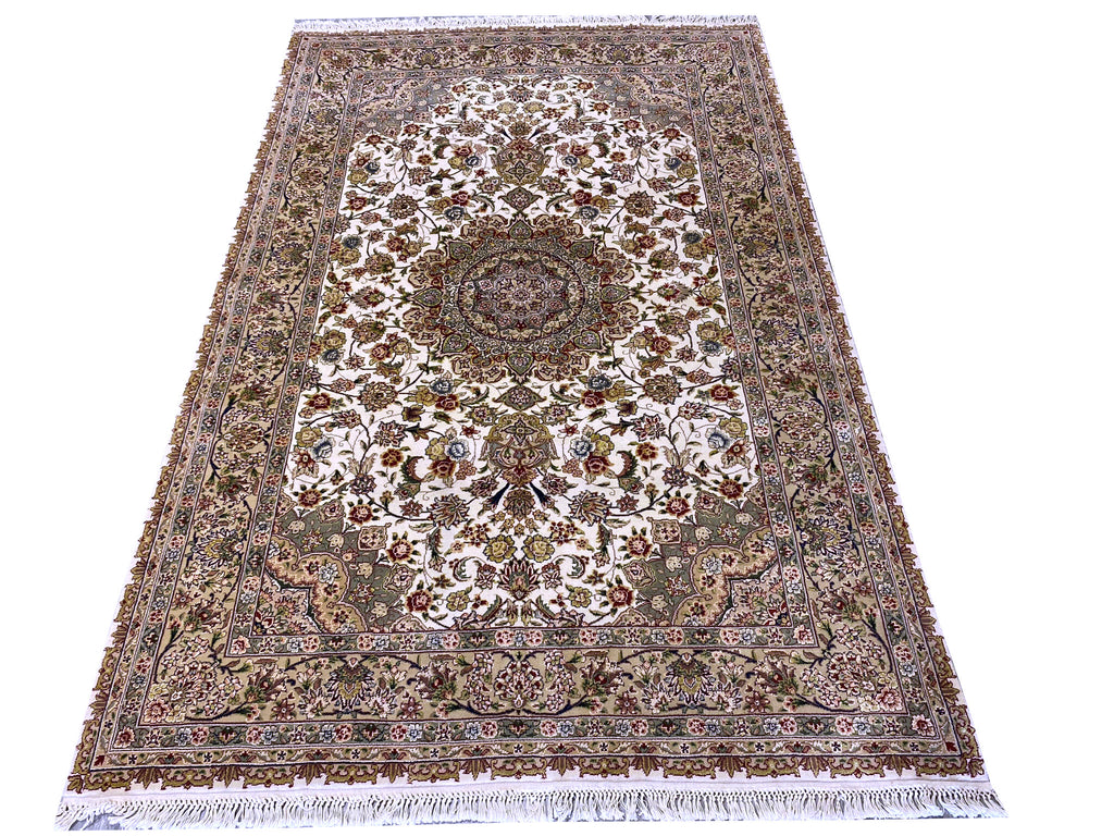 6 x 9 Fine Quality Wool and Silk Handmade Sino Tabriz Rug #F-6623B