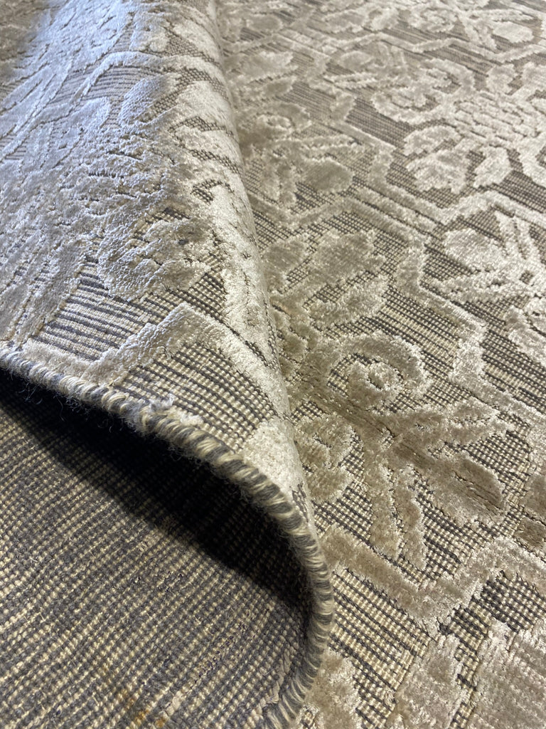 6.1 x 8.9 Handmade Contemporary Wool Rug LIGHT GRAY#F-6624