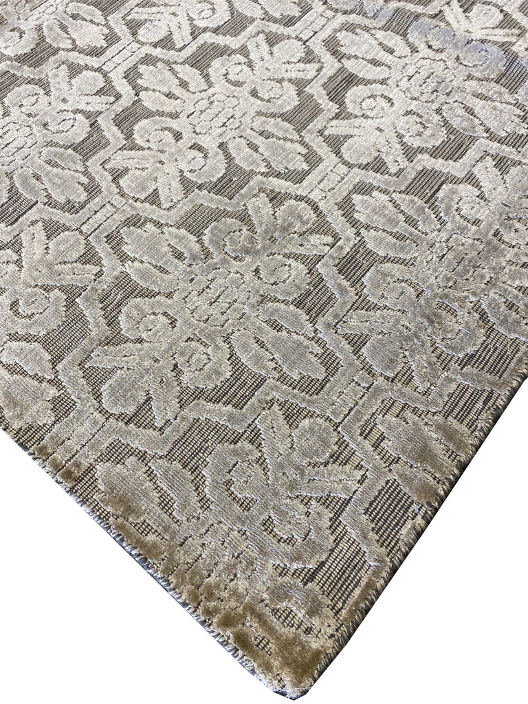 6.1 x 8.9 Handmade Contemporary Wool Rug LIGHT GRAY#F-6624