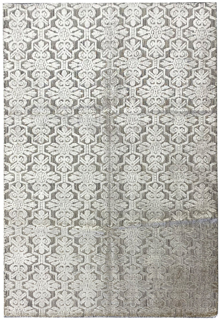 6.1 x 8.9 Handmade Contemporary Wool Rug LIGHT GRAY#F-6624