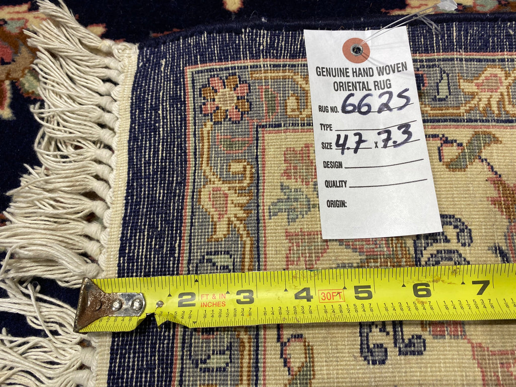 4.7 x 7.3 Fine Handmade Wool Rug Royal Blue Pre-Owned #F-6625