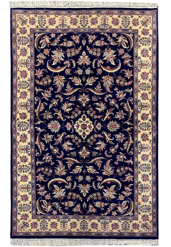 4.7 x 7.3 Fine Handmade Wool Rug Royal Blue Pre-Owned #F-6625